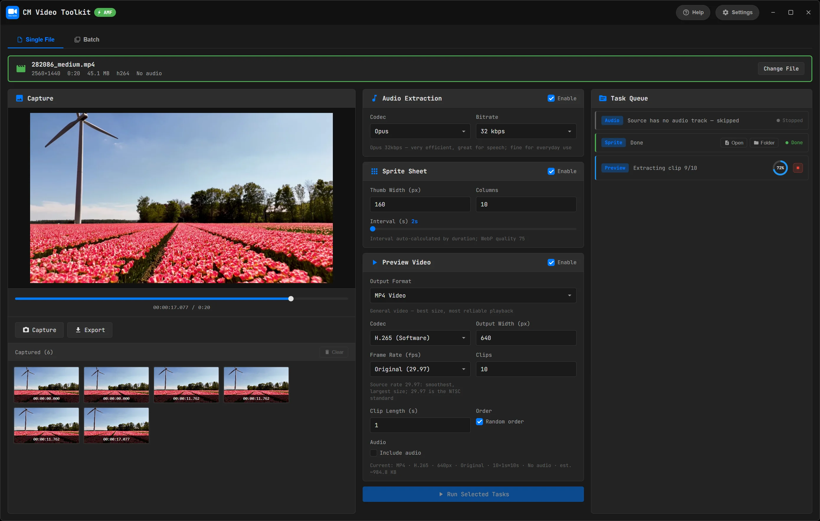 CM Video Toolkit interface
